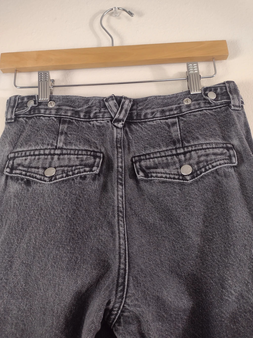 Madewell Washed Black Low Slung Cargo Washed Straight Leg Jeans Size 24